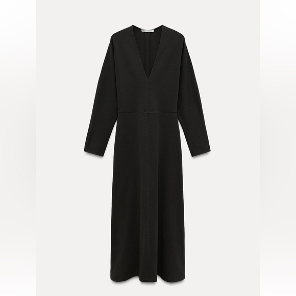 ZARA INTERLOCK MIDI DRESS - Picture 1 of 2